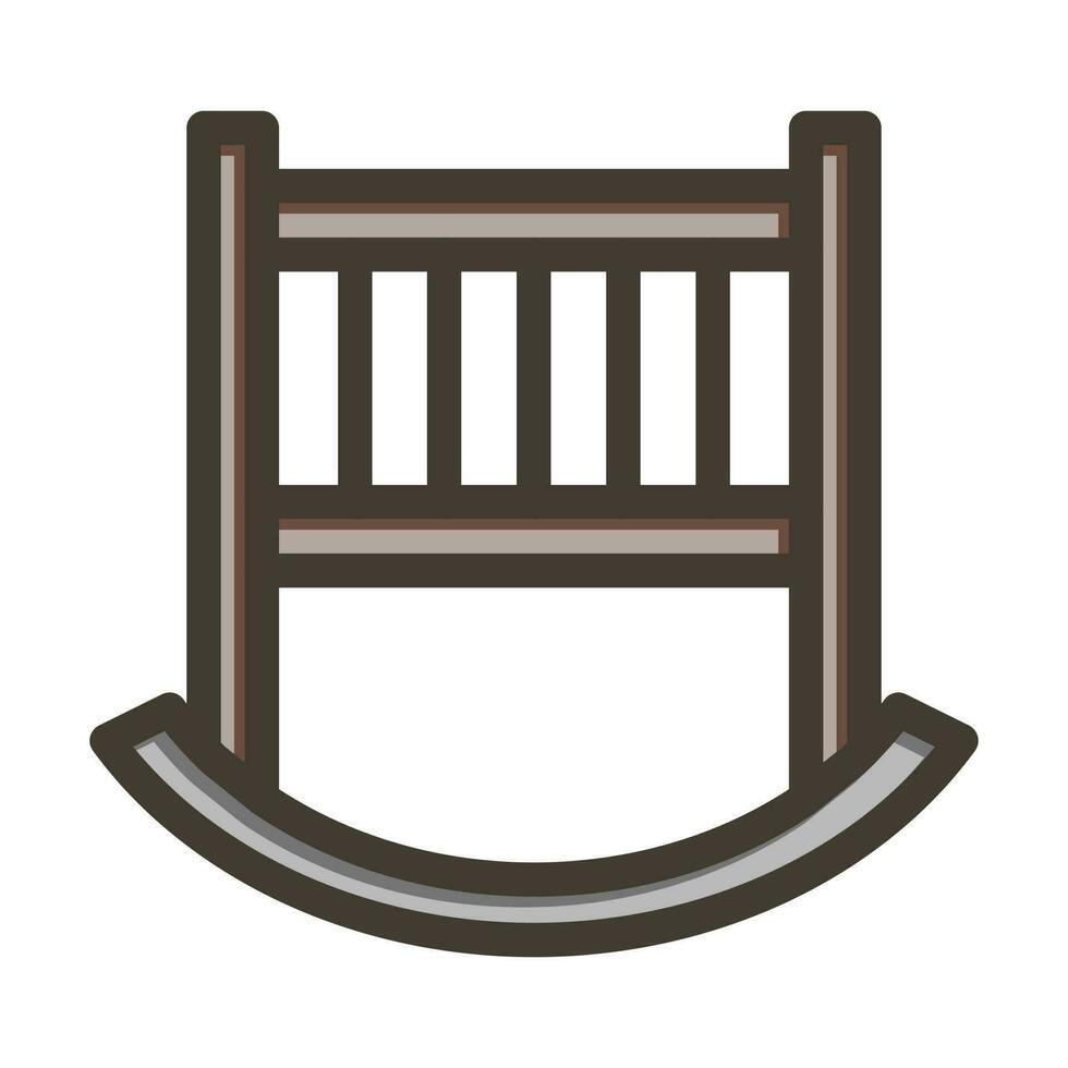 Baby Crib Vector Thick Line Filled Colors Icon Design