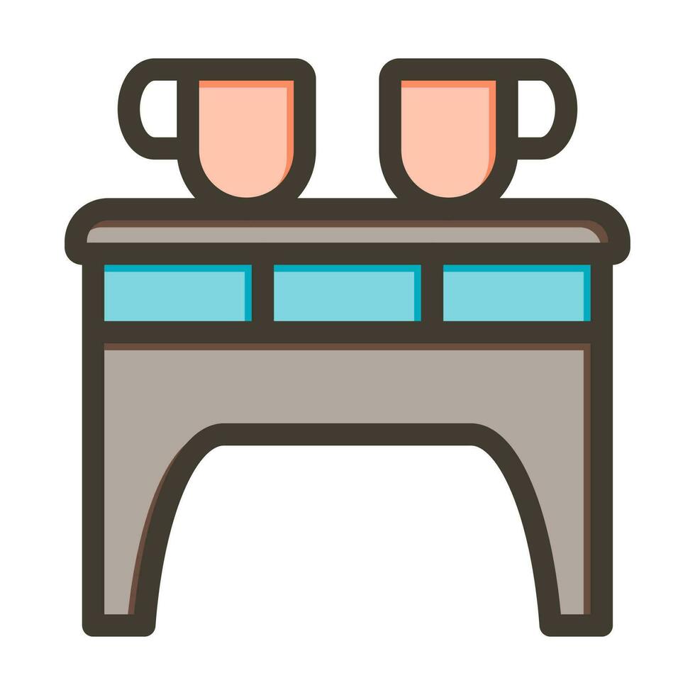 Coffee Table Vector Thick Line Filled Colors Icon Design