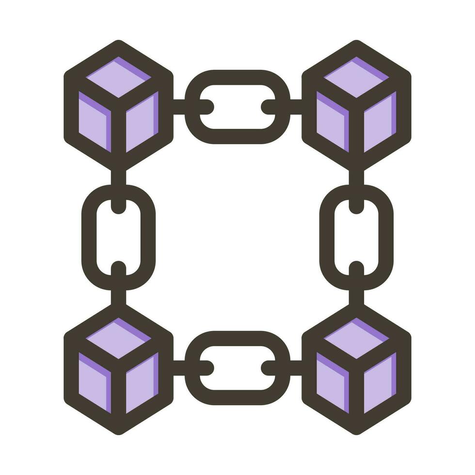 Blockchain Vector Thick Line Filled Colors Icon Design