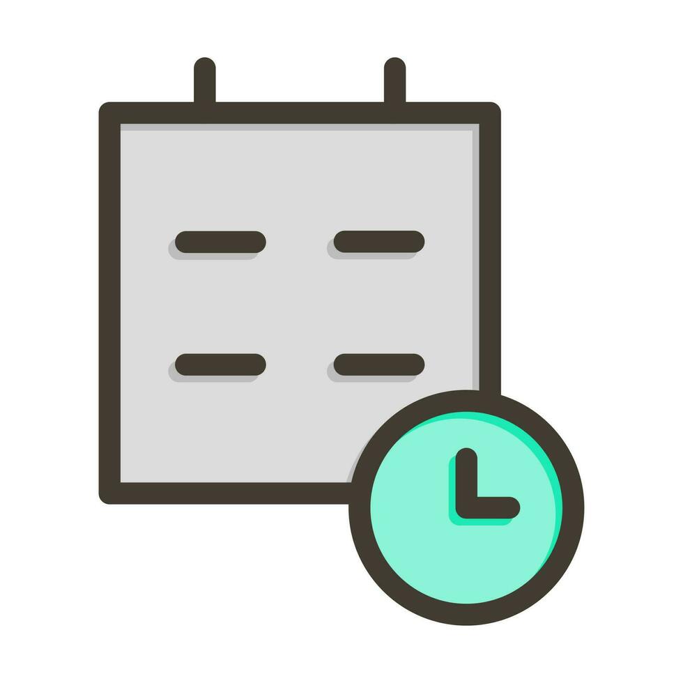Schedule Vector Thick Line Filled Colors Icon Design
