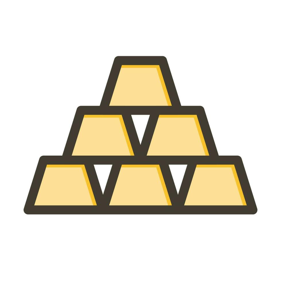 Gold Bar Vector Thick Line Filled Colors Icon Design
