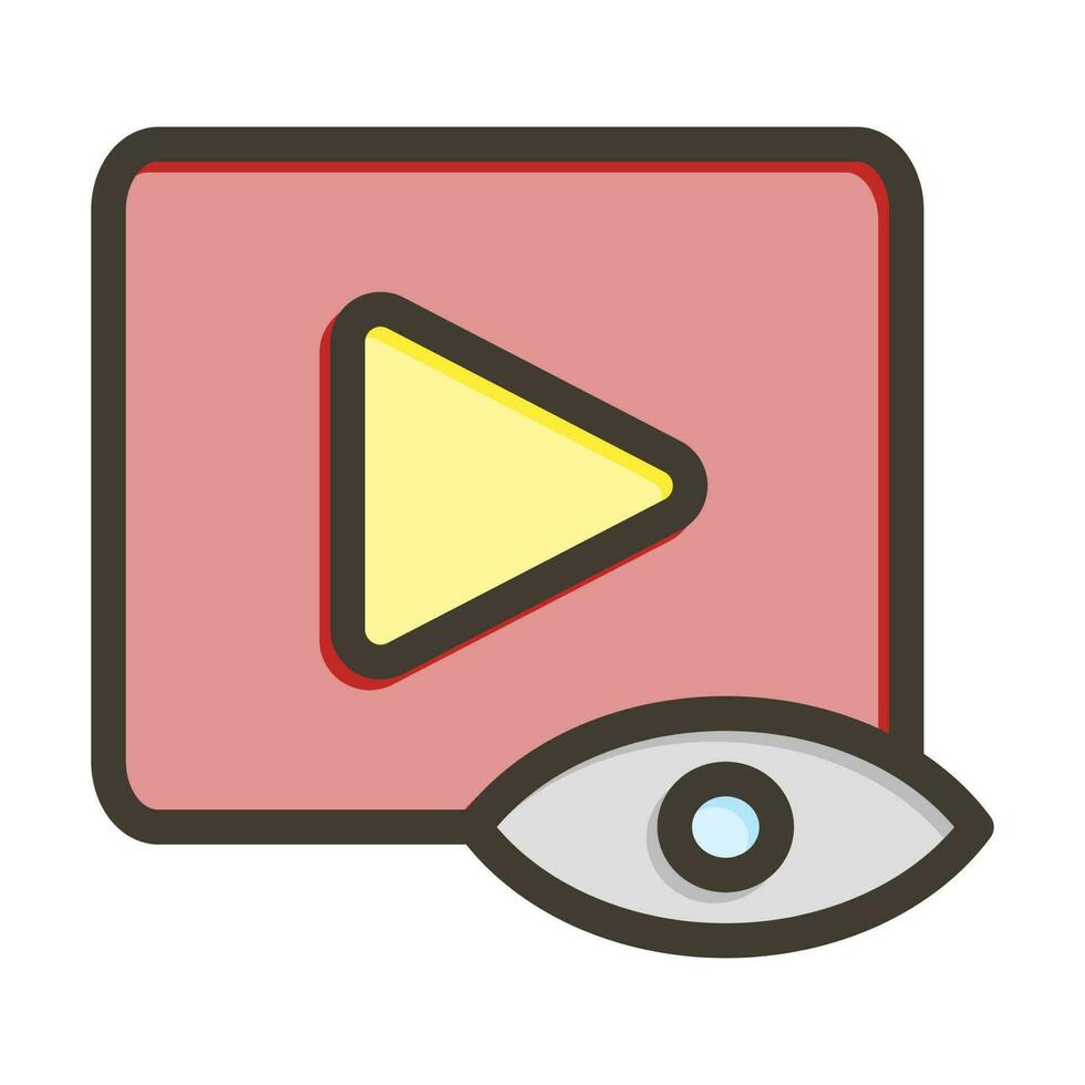 Video views Vector Thick Line Filled Colors Icon Design