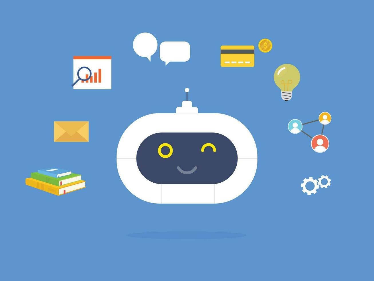 RPA robotic process automation concept. Artificial Intelligence future technology vector