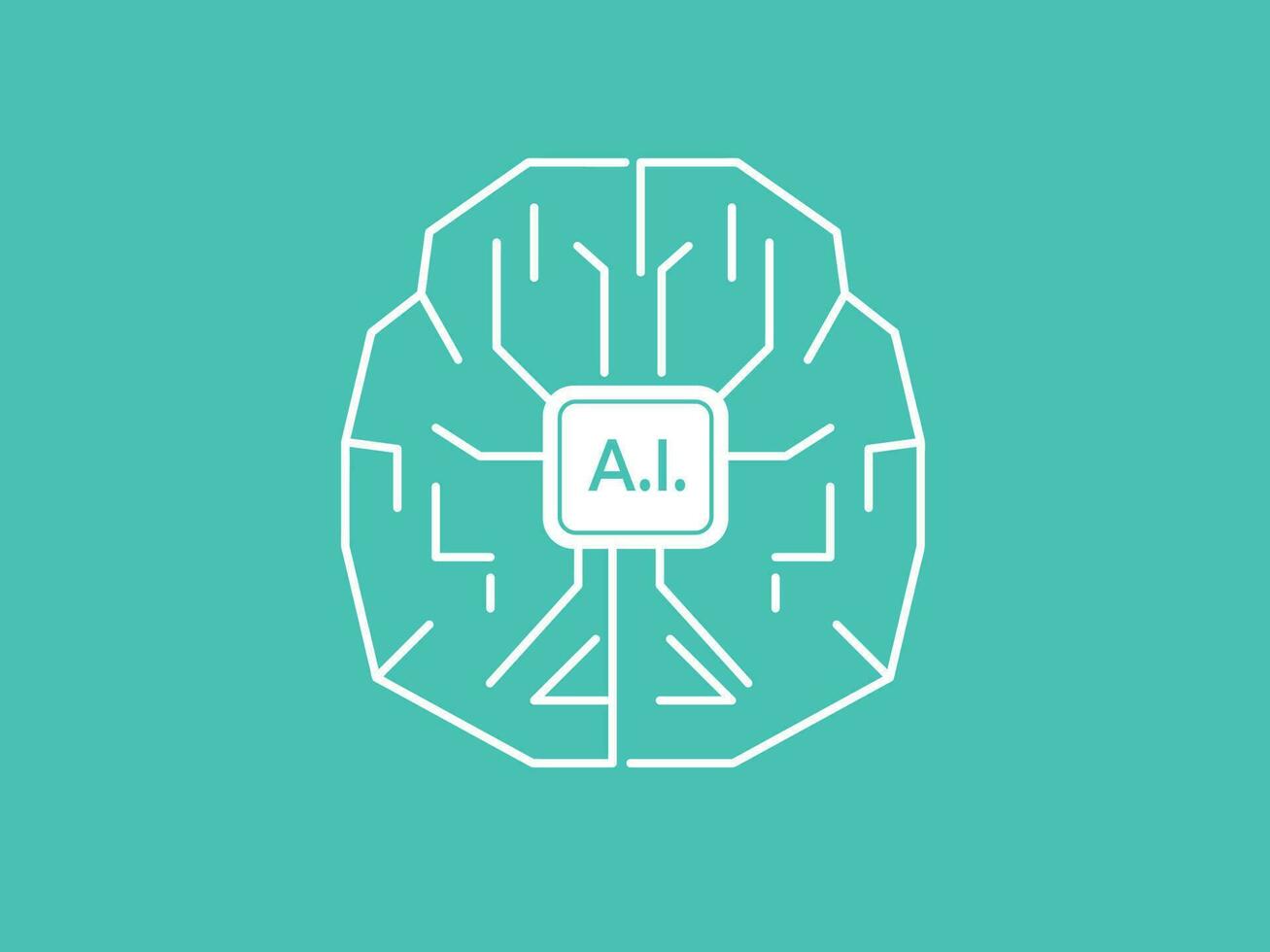 Artificial intelligence in brain shape vector illustration