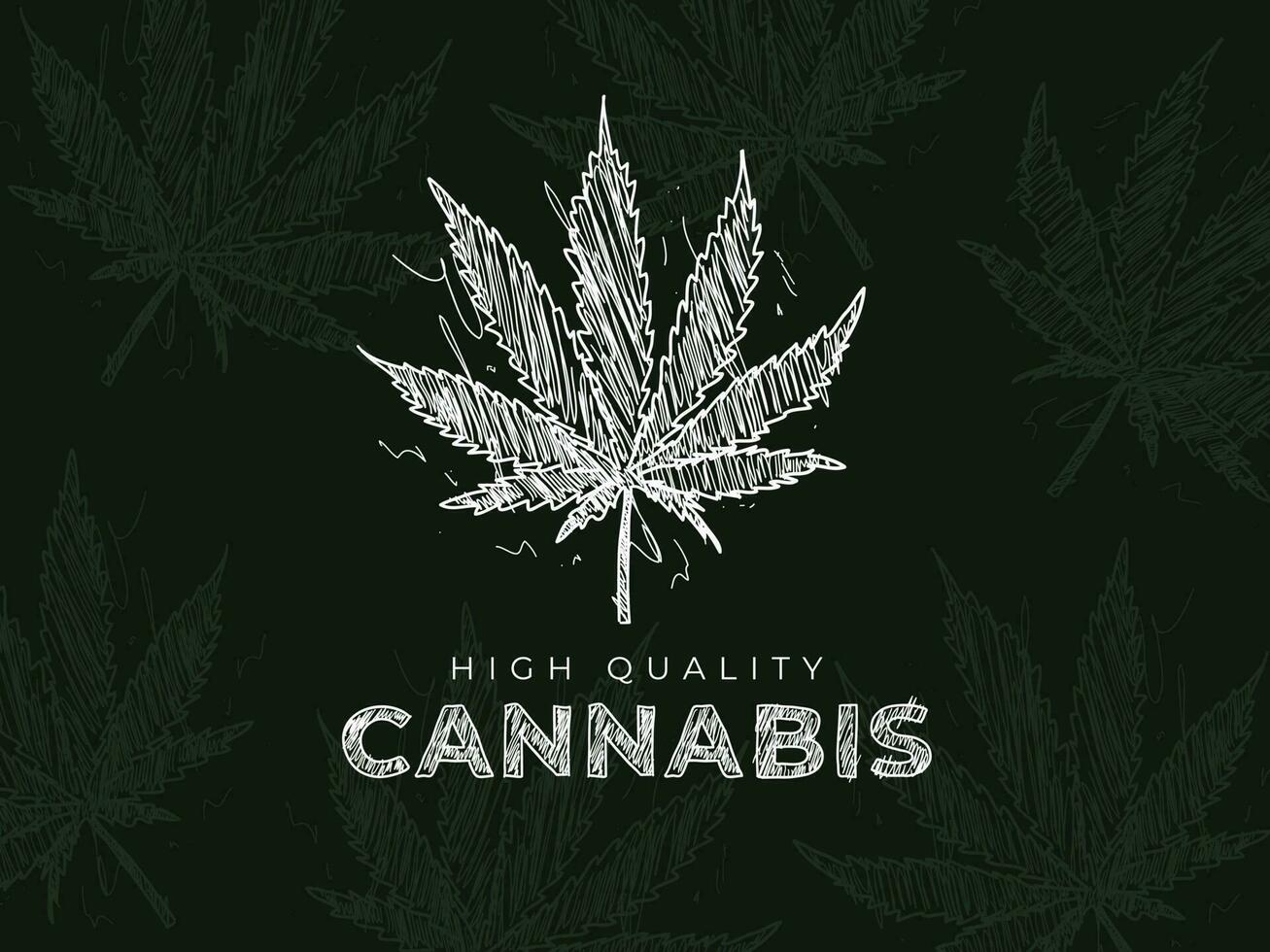 Handdrawn marijuana leaf vector background