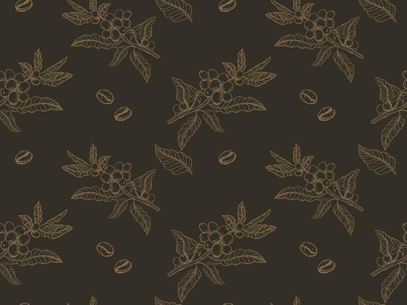 Handdrawn coffee branch background seamless pattern vector