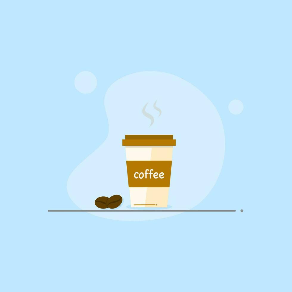 Coffee cup and coffee bean flat design. vector