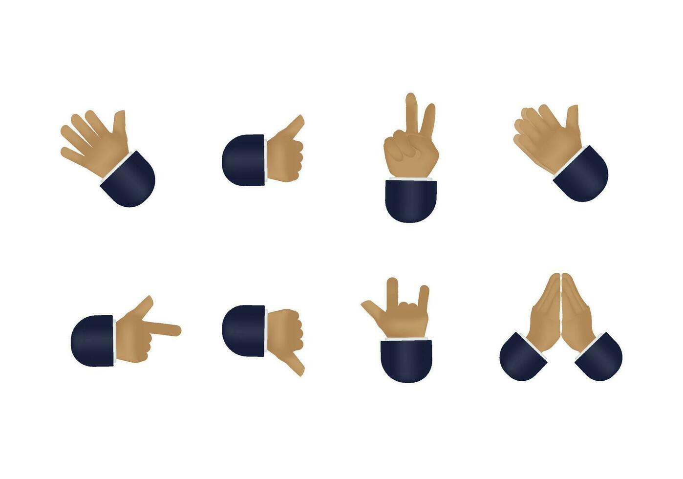 Finger gesture icon set, 3d mesh vector