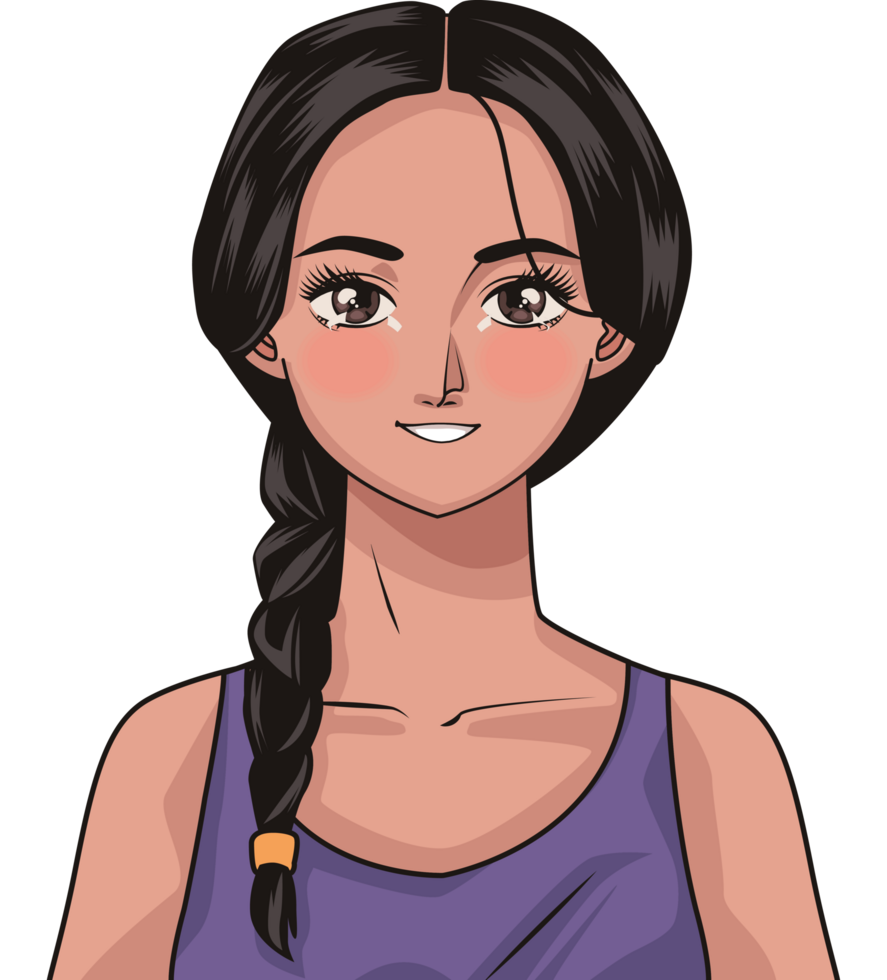 young woman with braid png