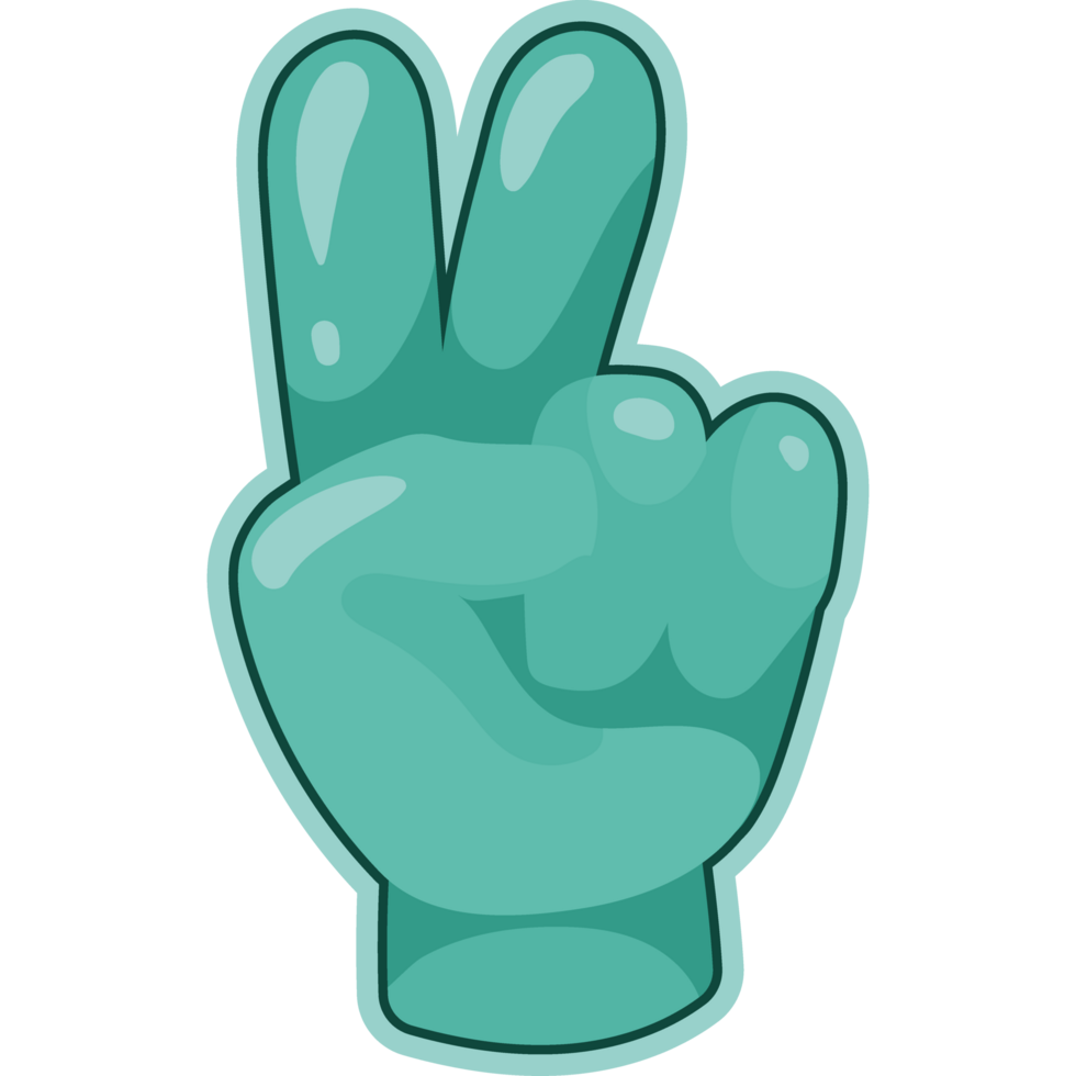 hand victory sticker retro png