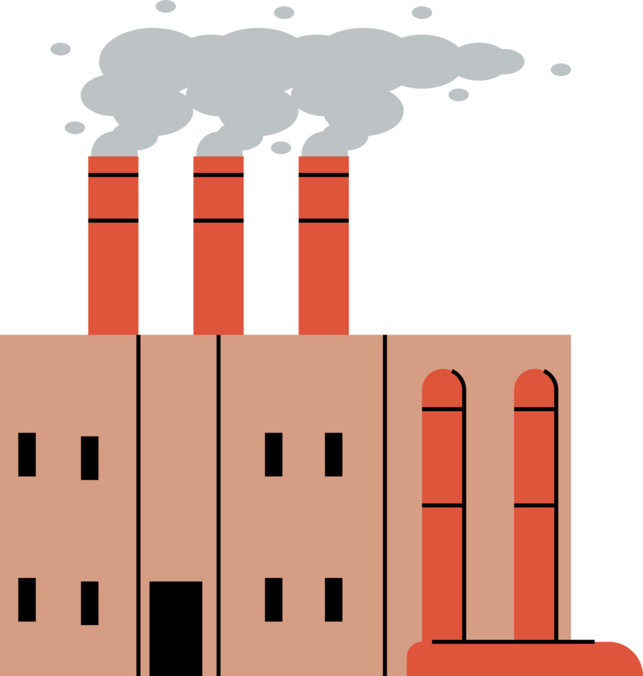 usine industrielle avec trois cheminées png