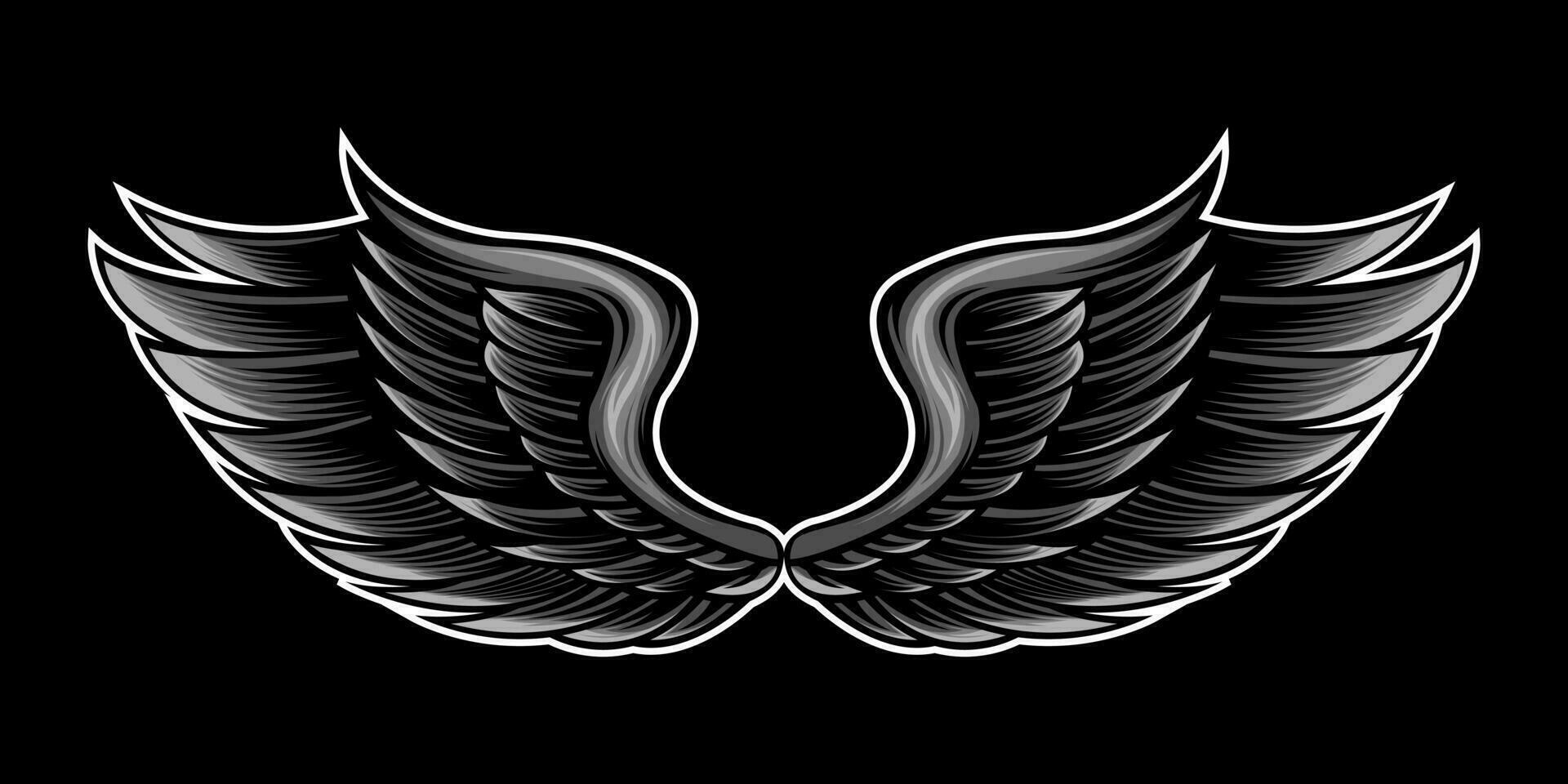 Wing Vector Illustration Black Background