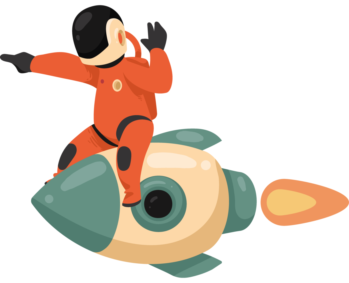 astronaut flying in rocket png