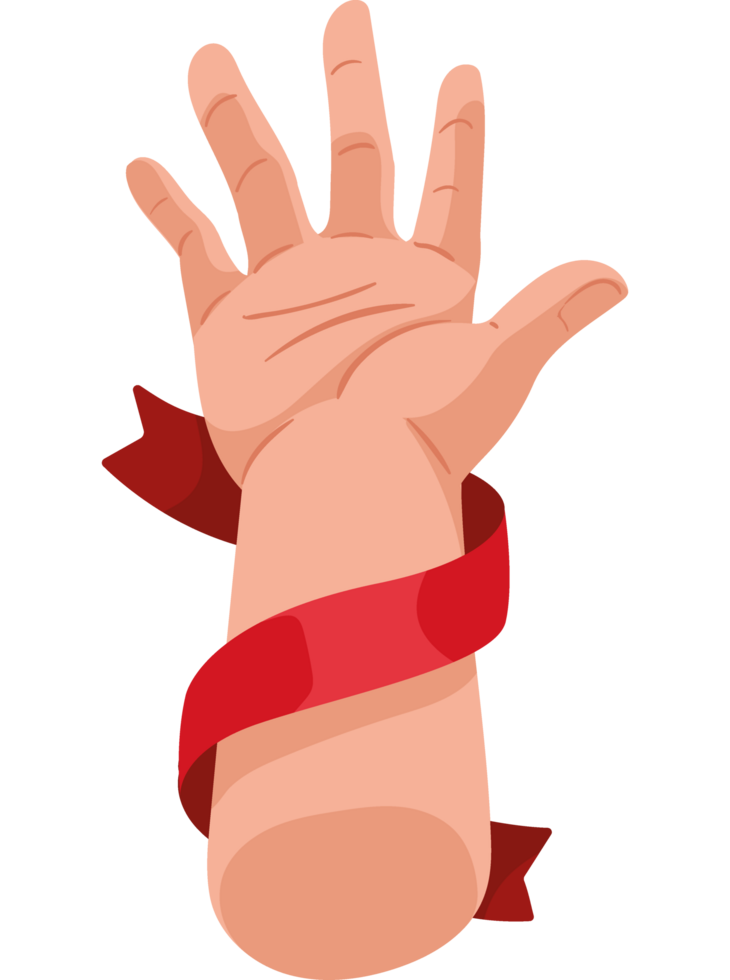 hand with red ribbon campaign png