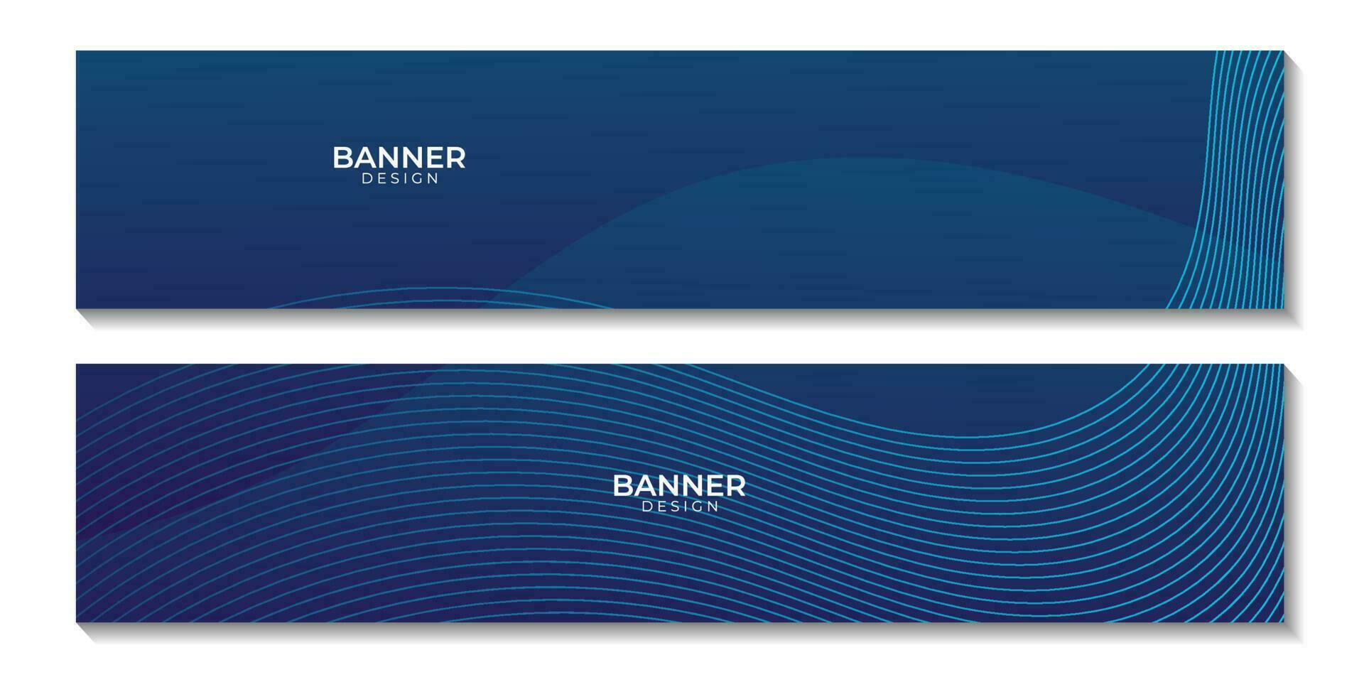 set of banners with dark blue wave background vector illustration