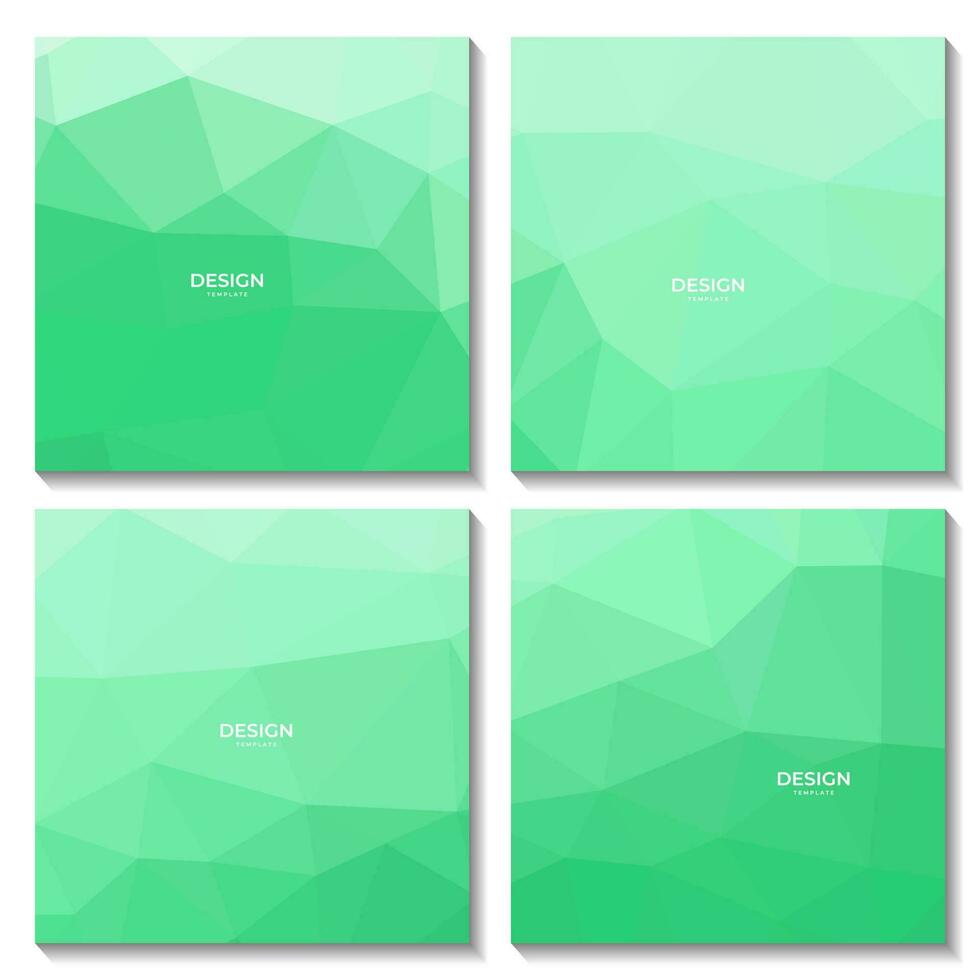 set of abstract green geometric colorful background vector