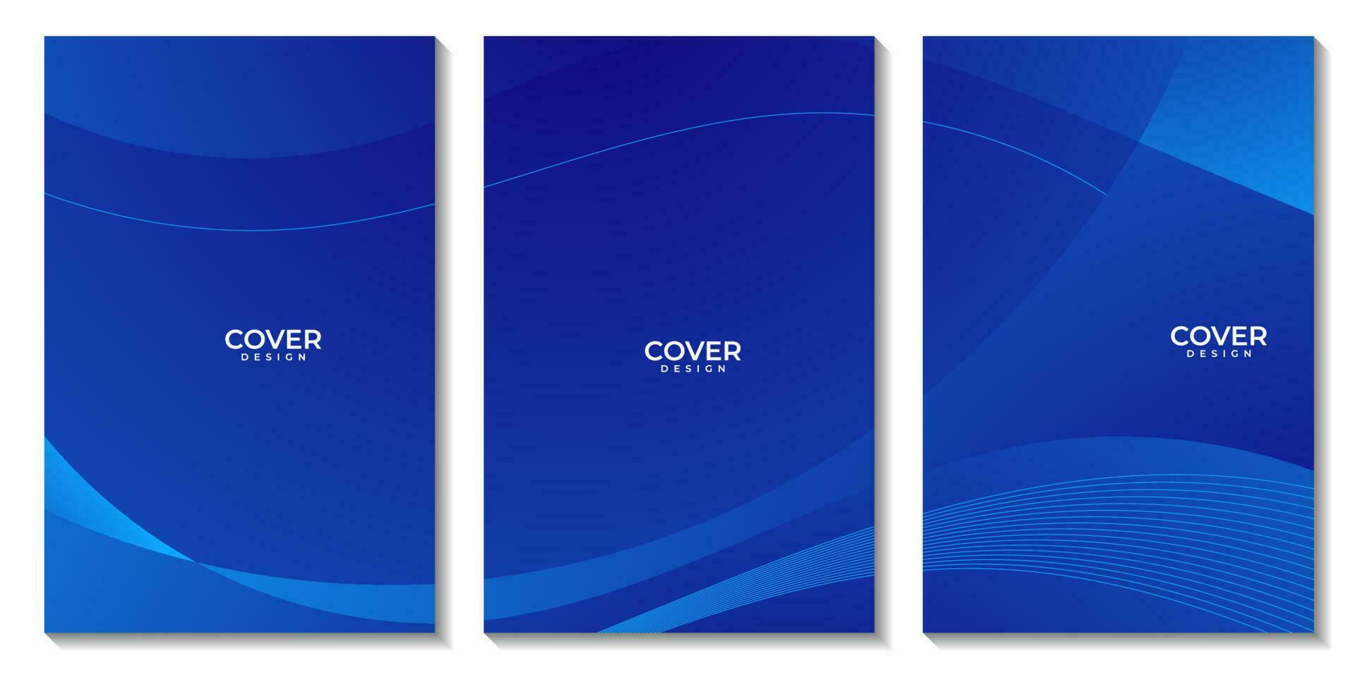 set of flyers with abstract blue wave gradient background. vrector illustration. vector