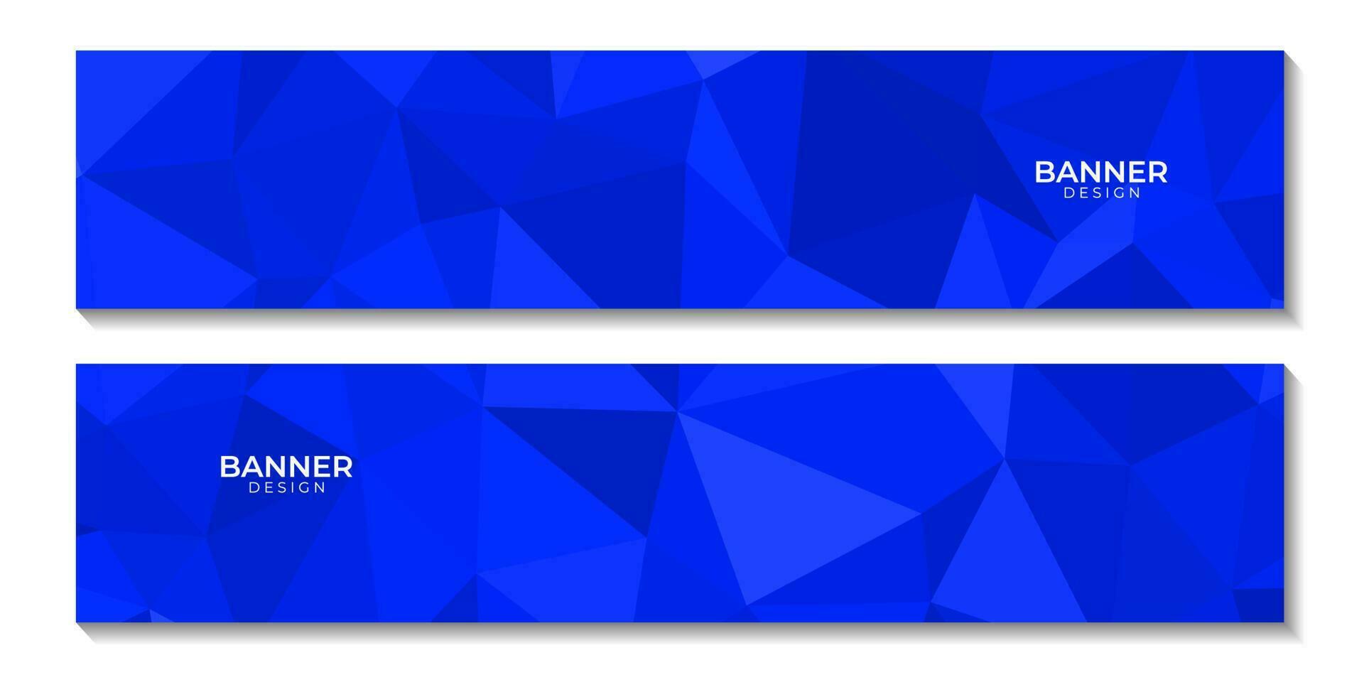 a set of banners with blue geometric background design with triangles shape. vector