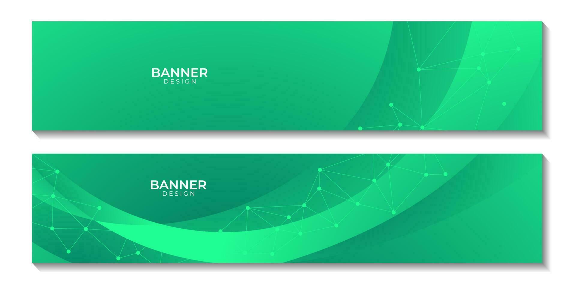 set of banners with abstract green colorful geometric background with triangle shape pattern and molecular vector