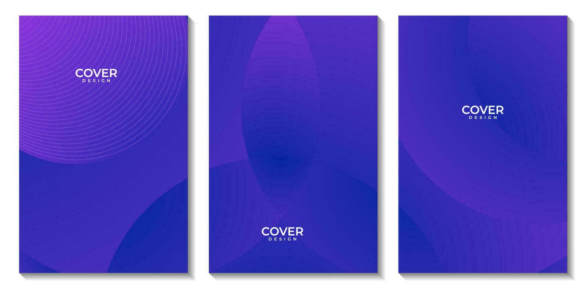 set of flyers with abstract purple and blue background with waves vector
