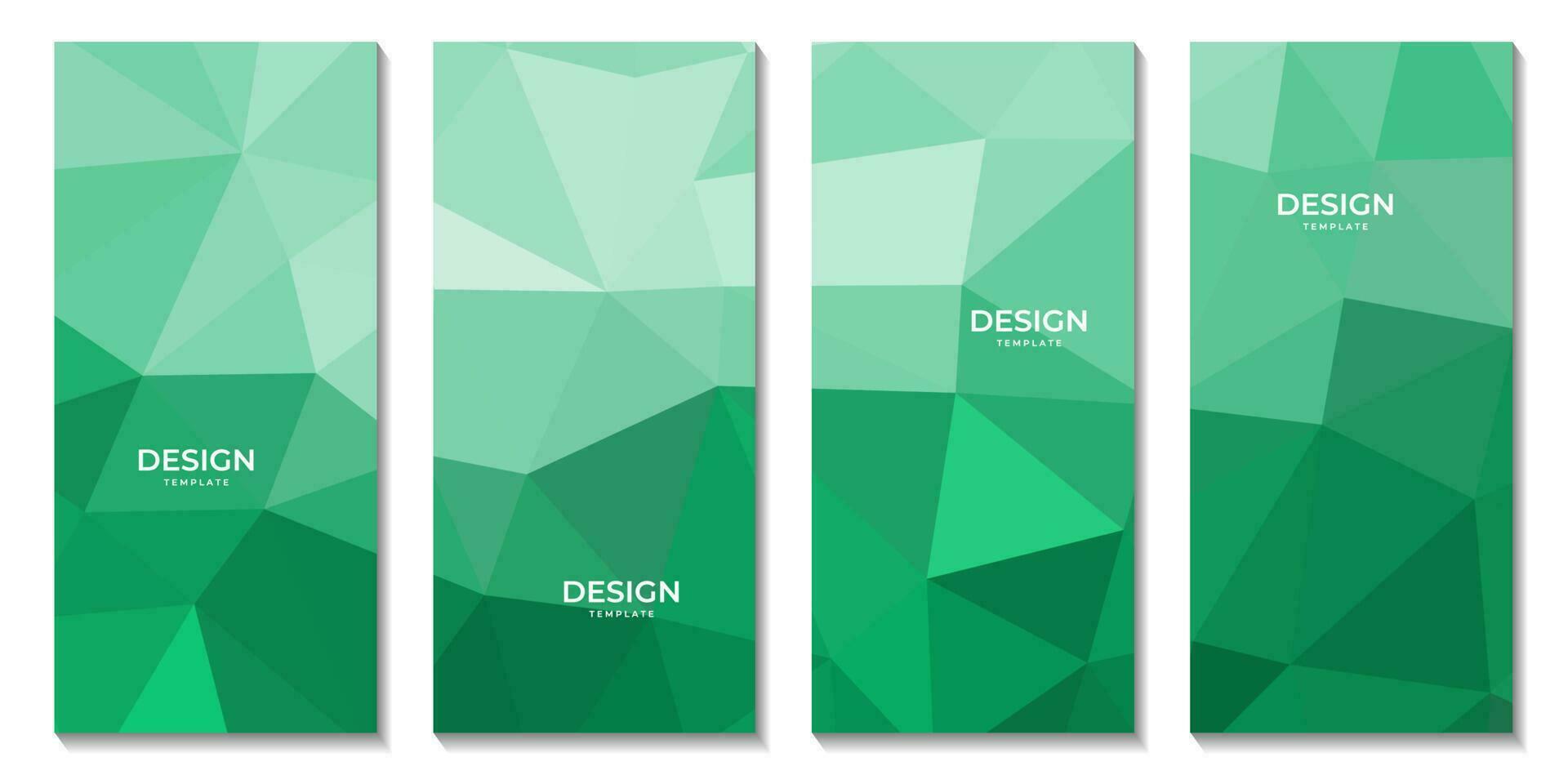 set of brochures. abstract triangles green background. vector illustration.