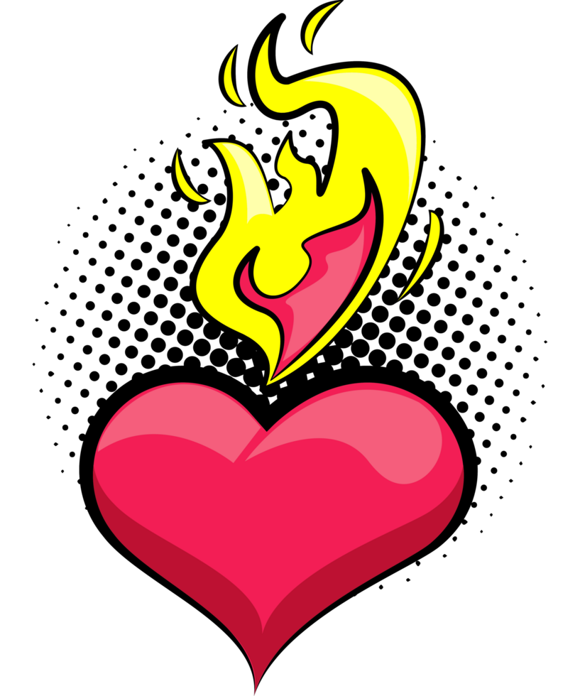 heart love with flame png