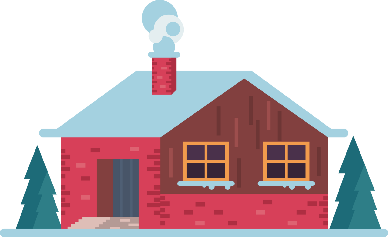 red house with snow png