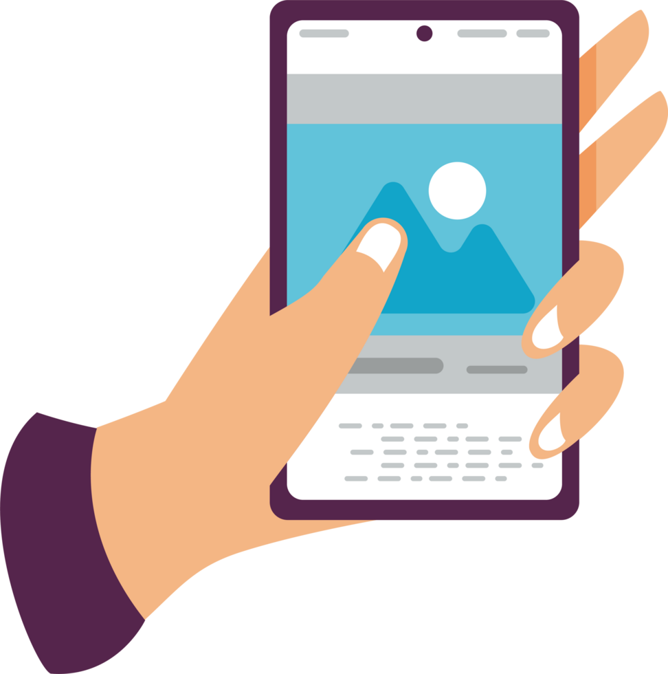 hand with smartphone device png