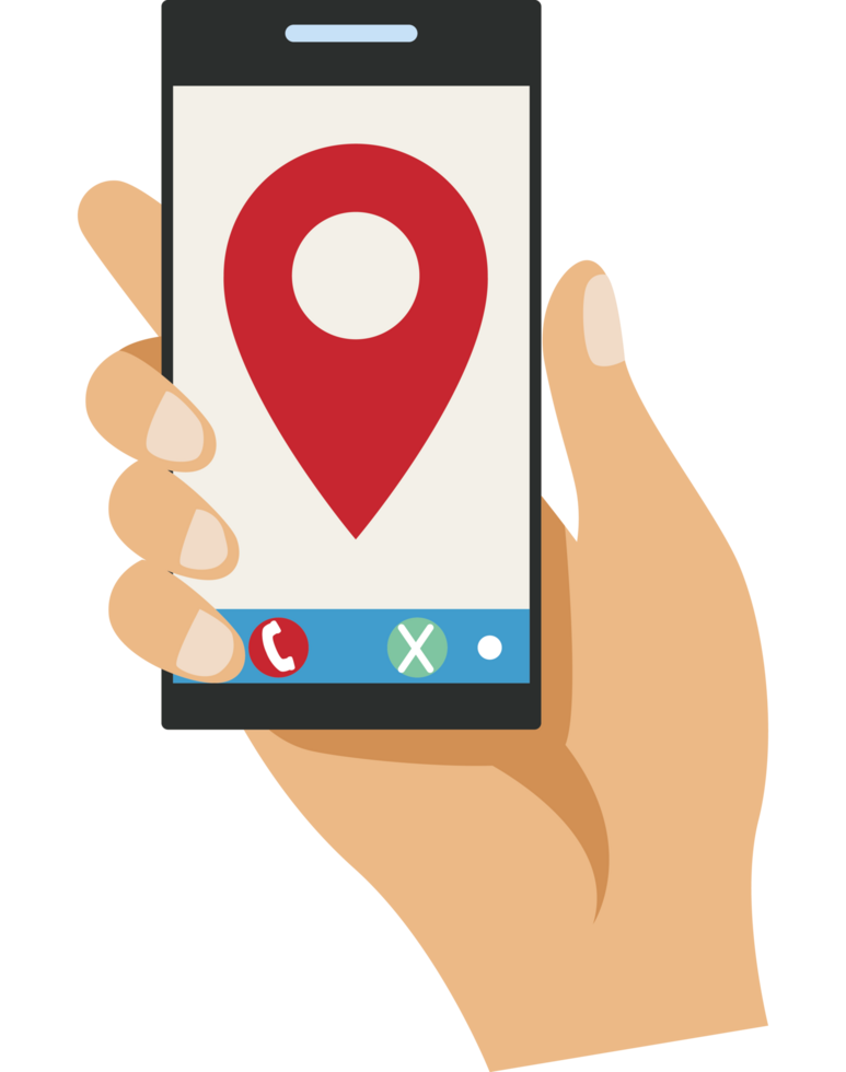 hand using smartphone and gps app png