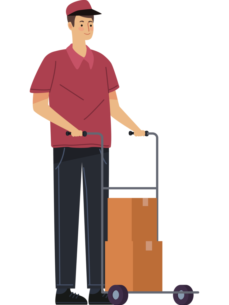 delivery worker with cart png