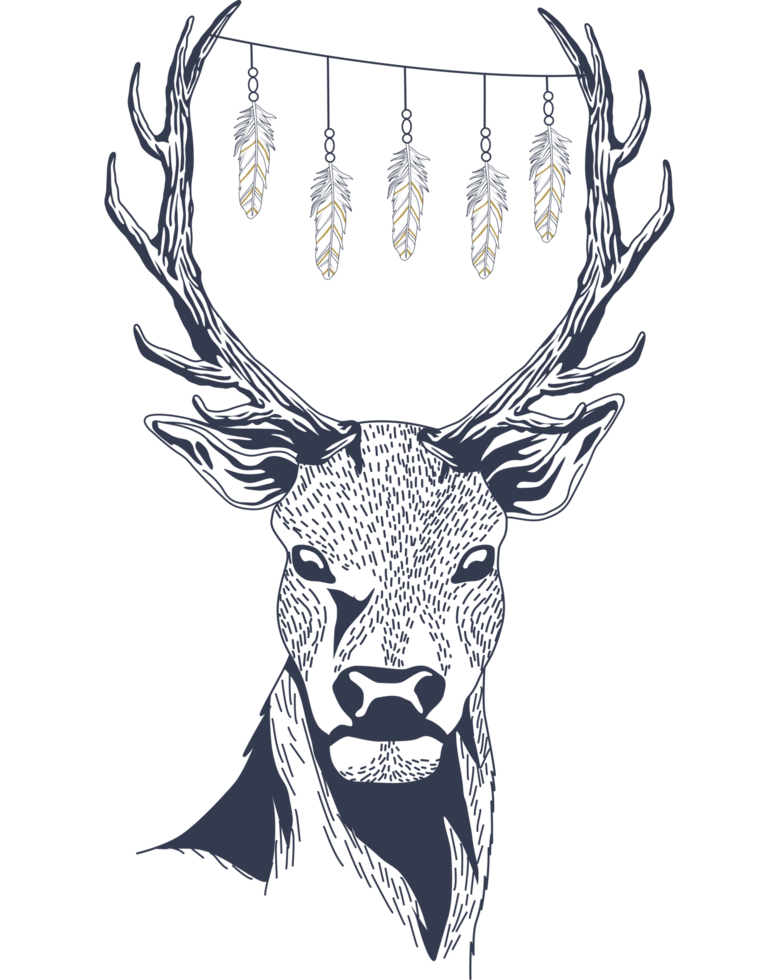 reindeer with feather boho png