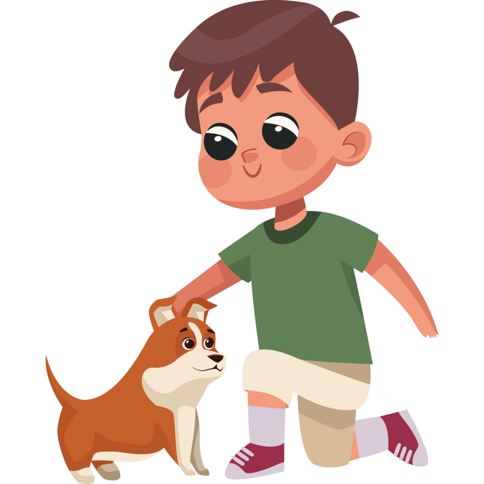 petit garçon avec chien png