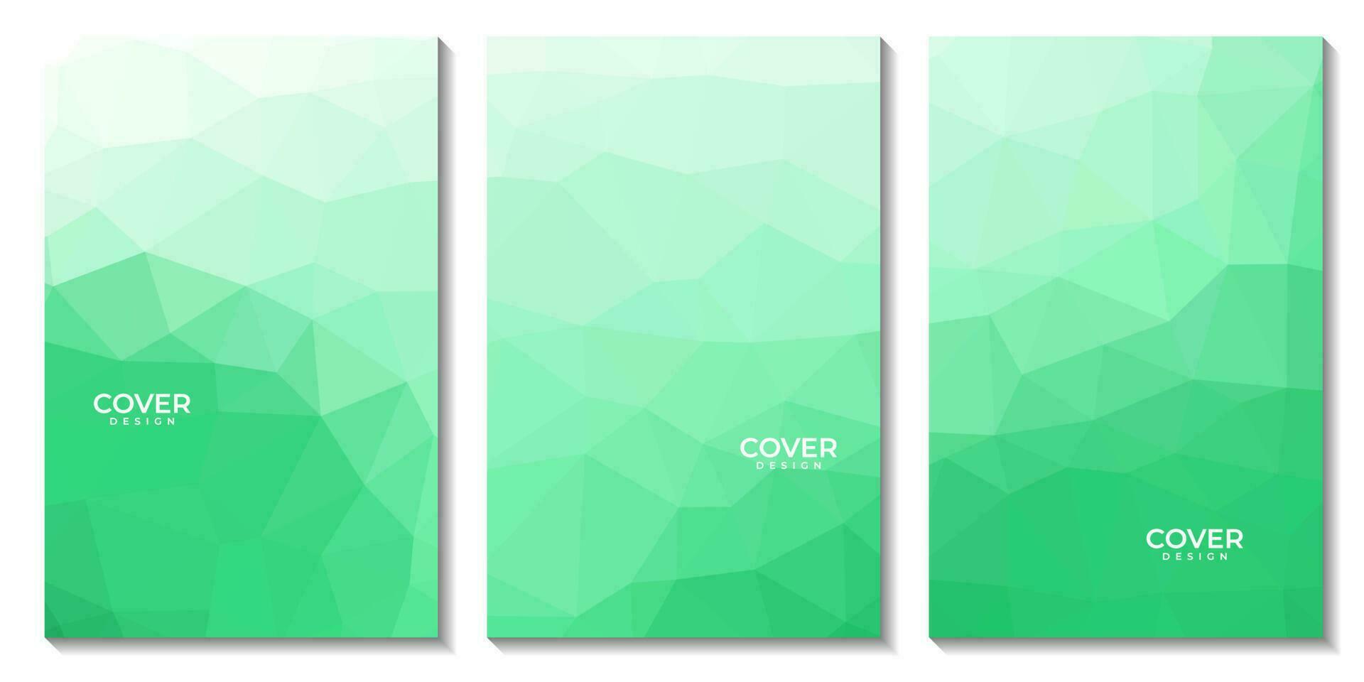 set of flyers with abstract green geometric colorful background vector