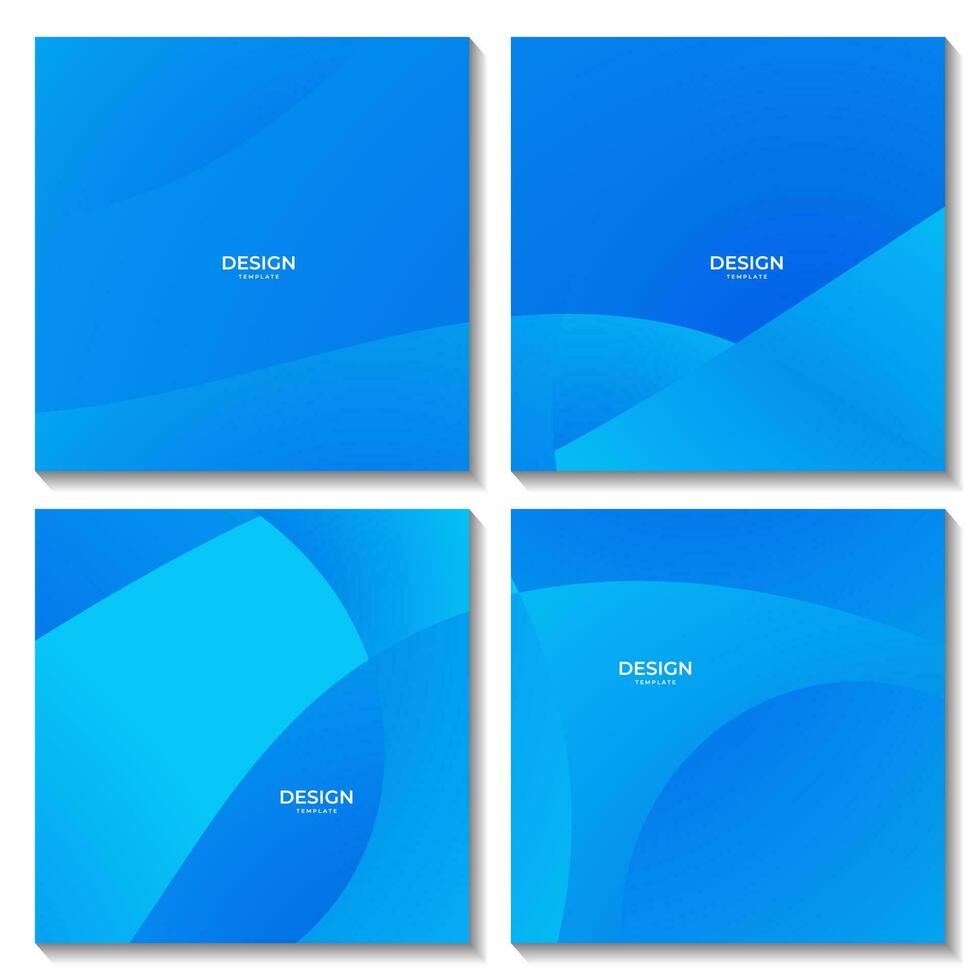 set of squares template with abstract modern blue sea wave background. vector illustration