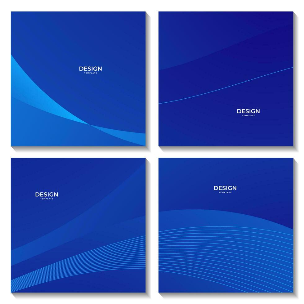 set of squares abstract blue wave gradient background. vrector illustration. vector