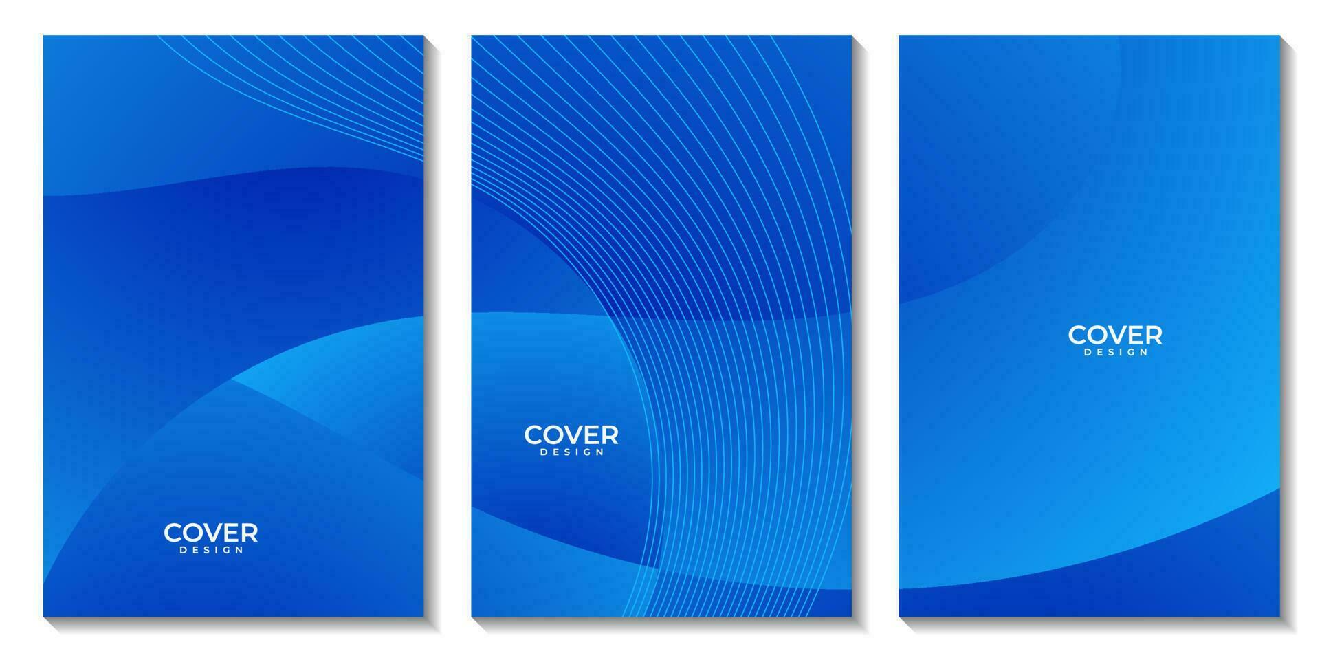 set of flyers with abstract blue wave gradient background for business vector