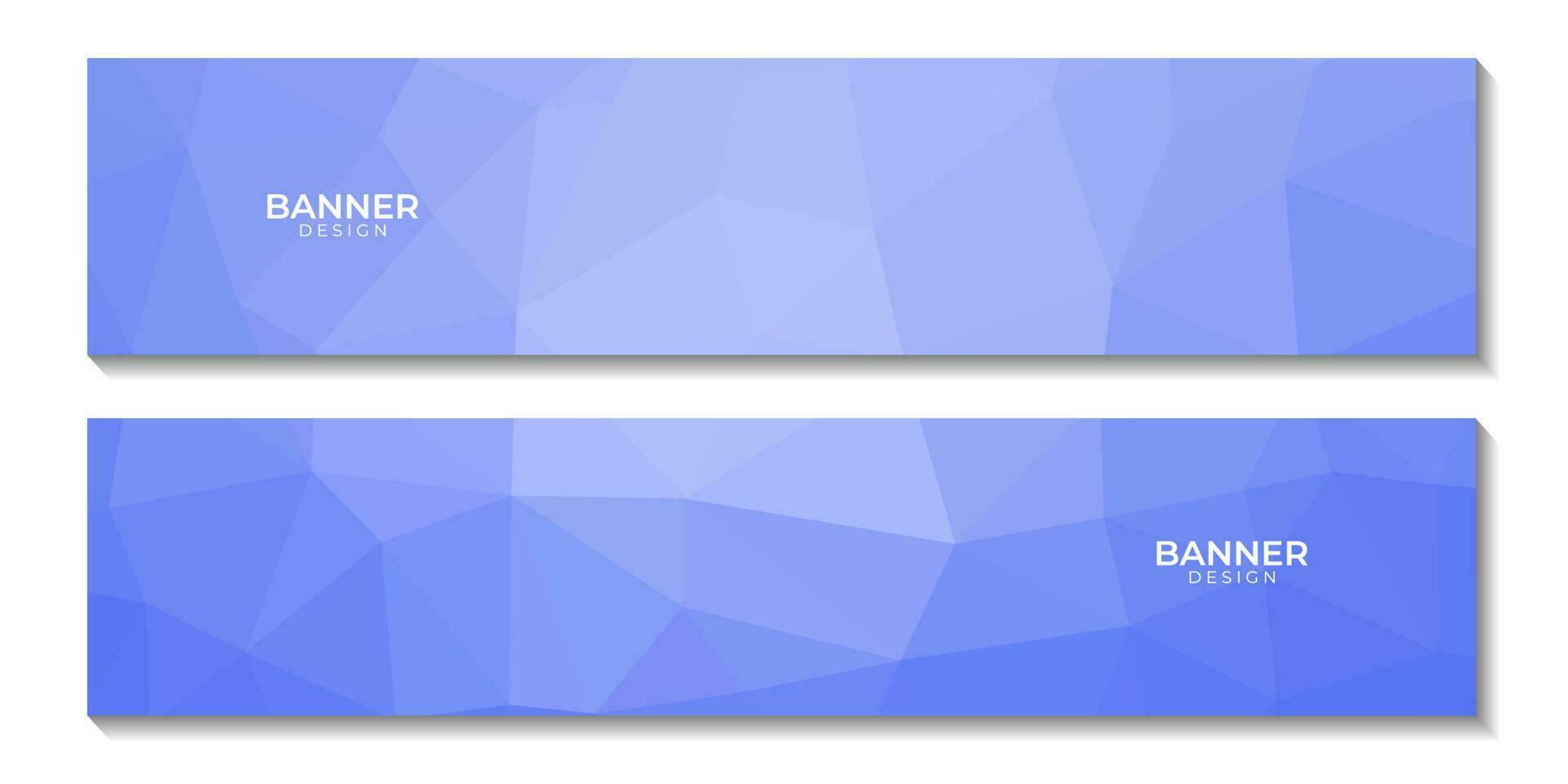 set of social media banners with abstract blue geometric background with triangles for business vector