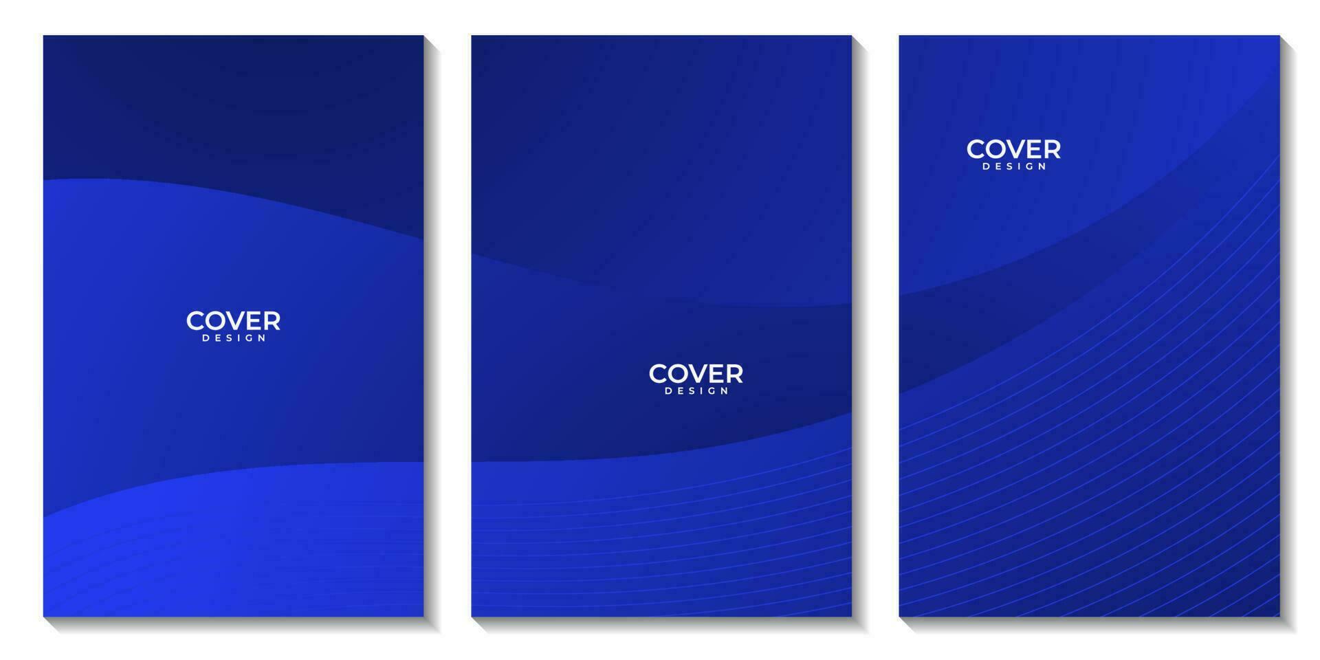 set of flyers with abstract navy blue wave gradient background for business vector