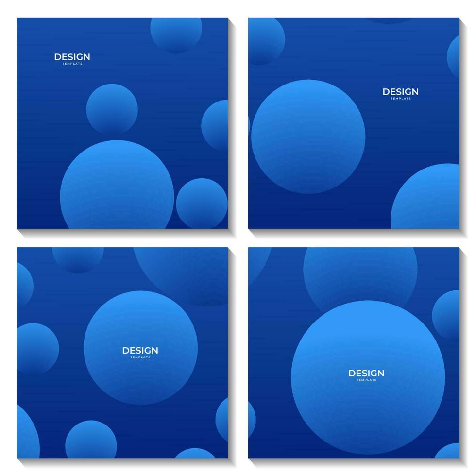 set of abstract geometric blue water colorful background with circle shape vector