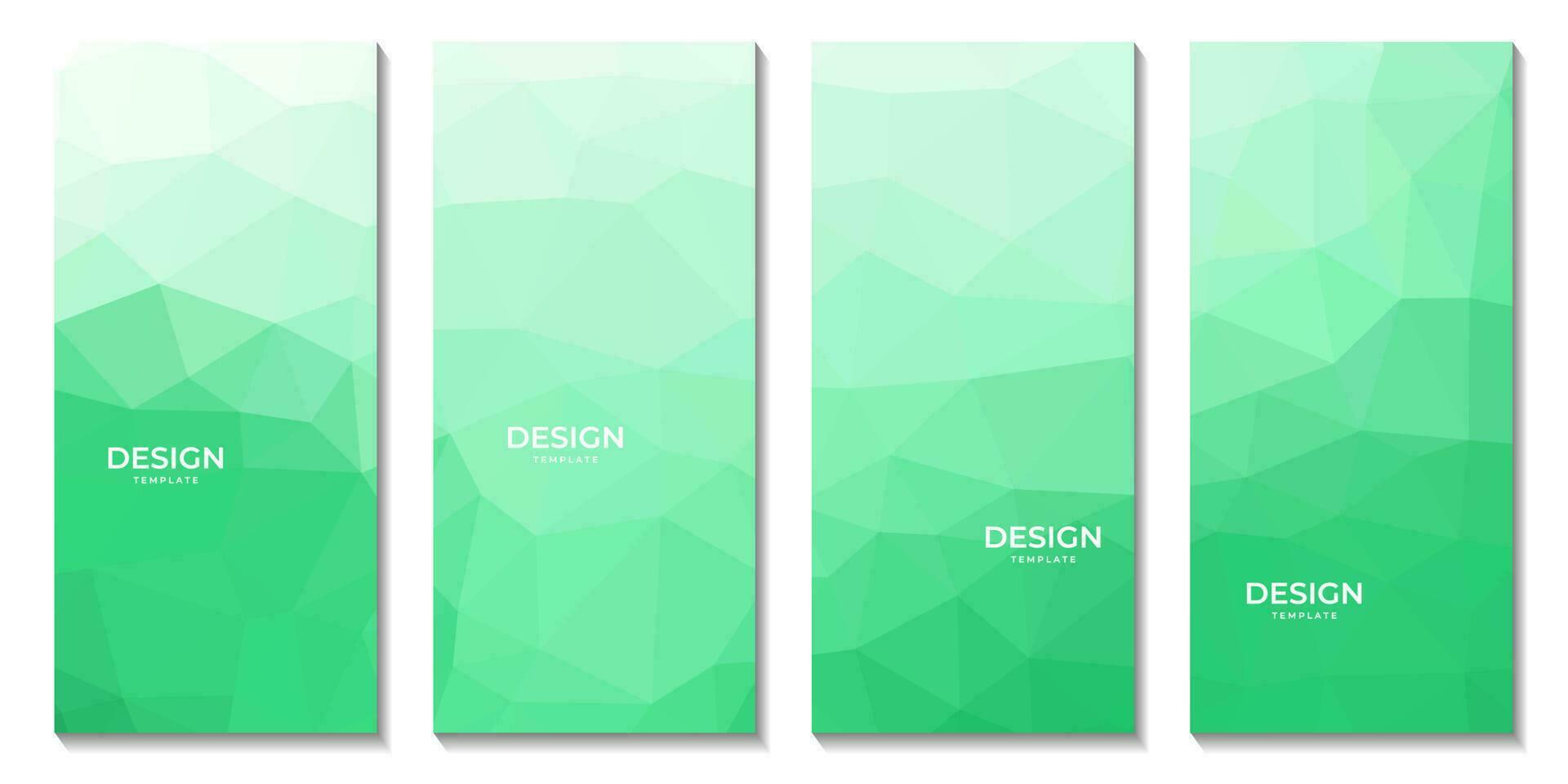 seto of brochures with abstract green geometric colorful background vector