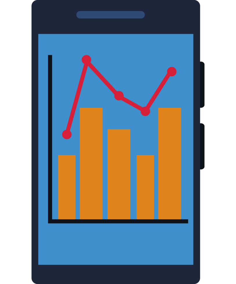 statistics bars in smartphone png