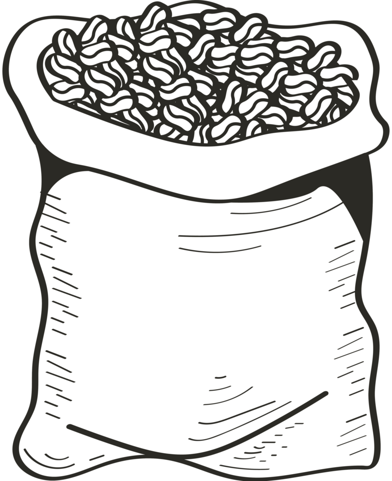 coffee grains sack sketch style png