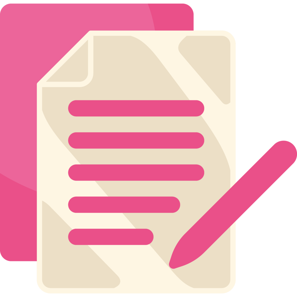 documents and pen glassmorphism png