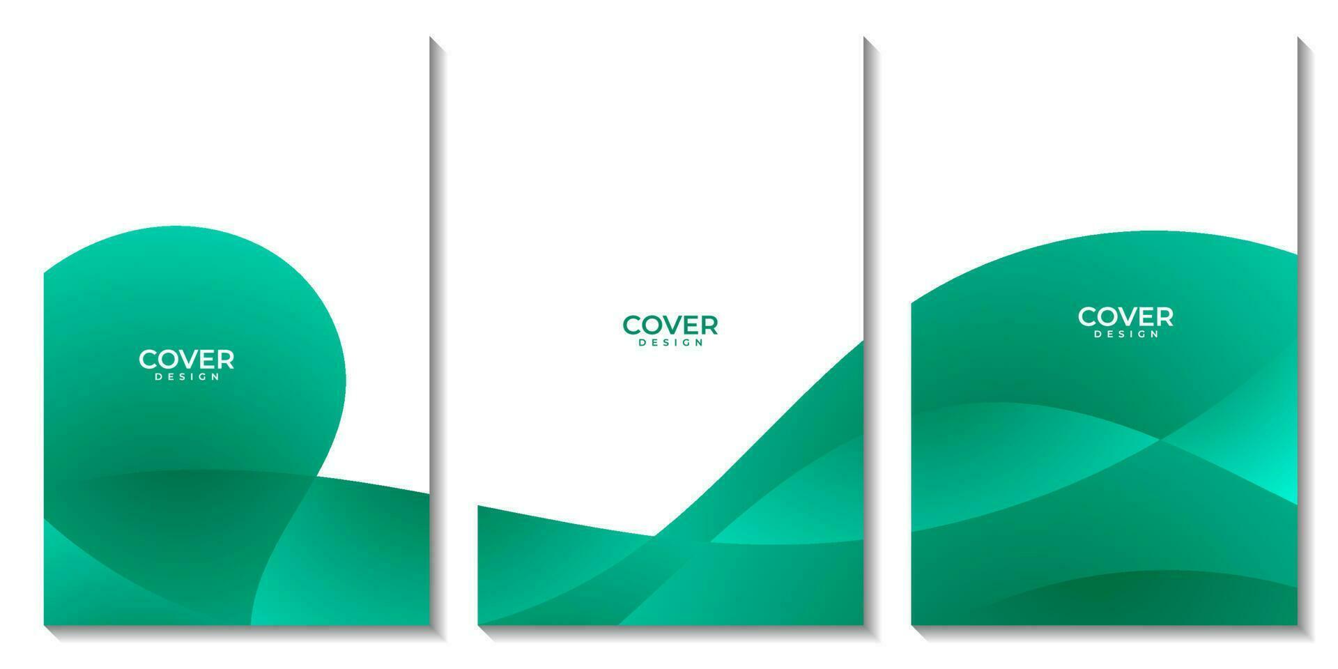 flyers set with abstract green wave colorful background with copy space area vector