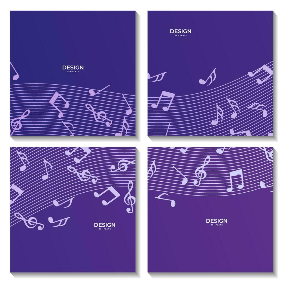 set of flowing music background vector illustration