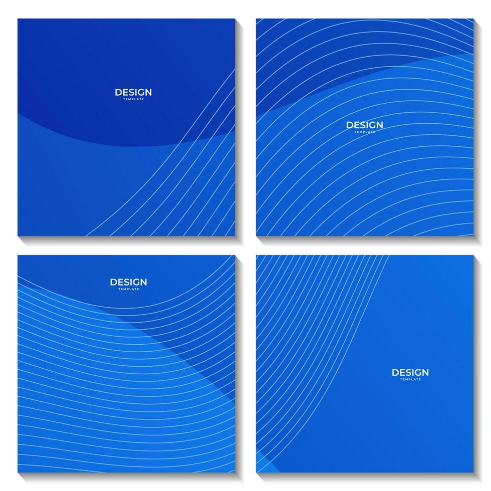 set of abstract blue wave gradient background vector