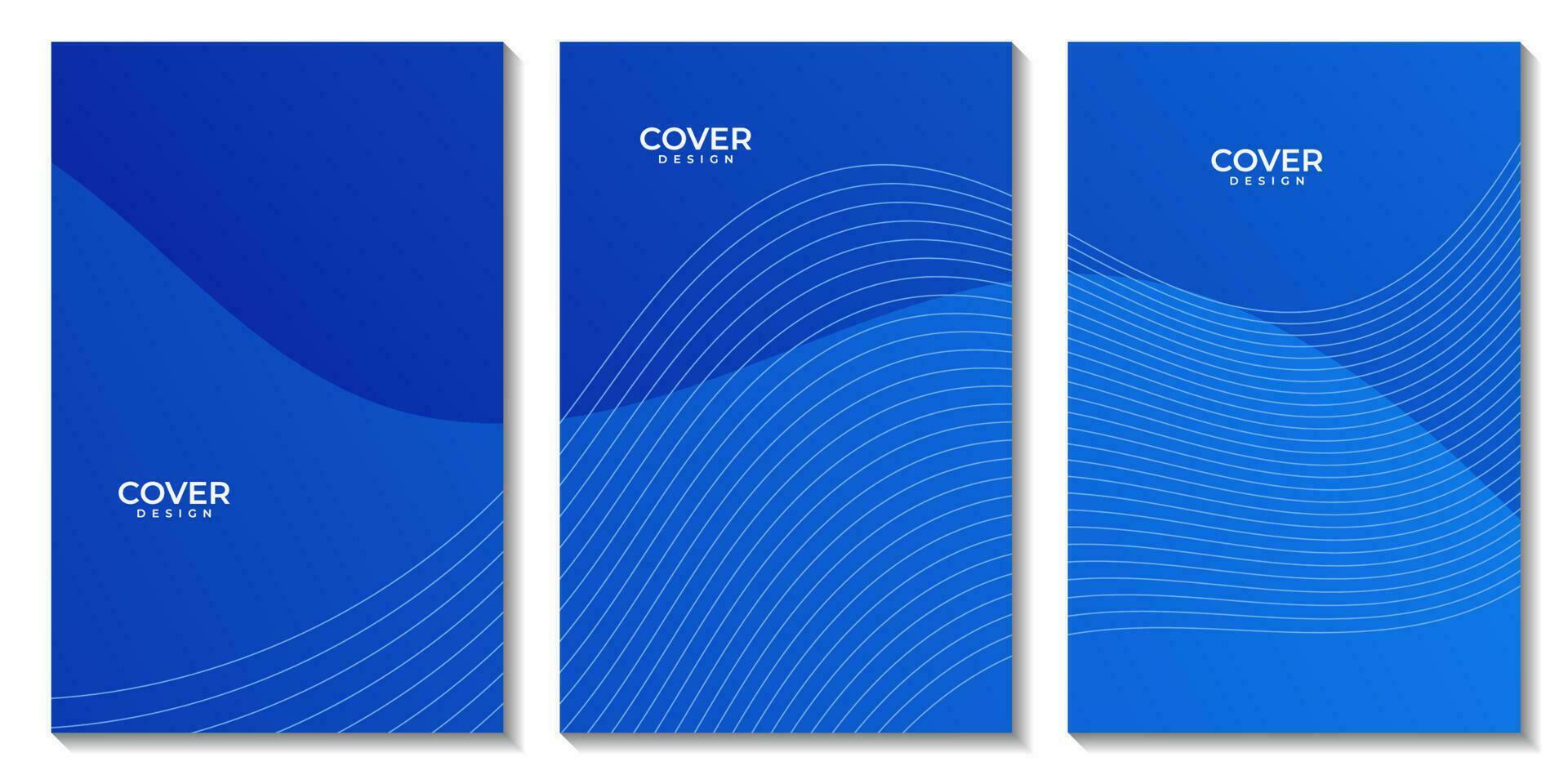 set of flyers with abstract blue wave gradient background vector