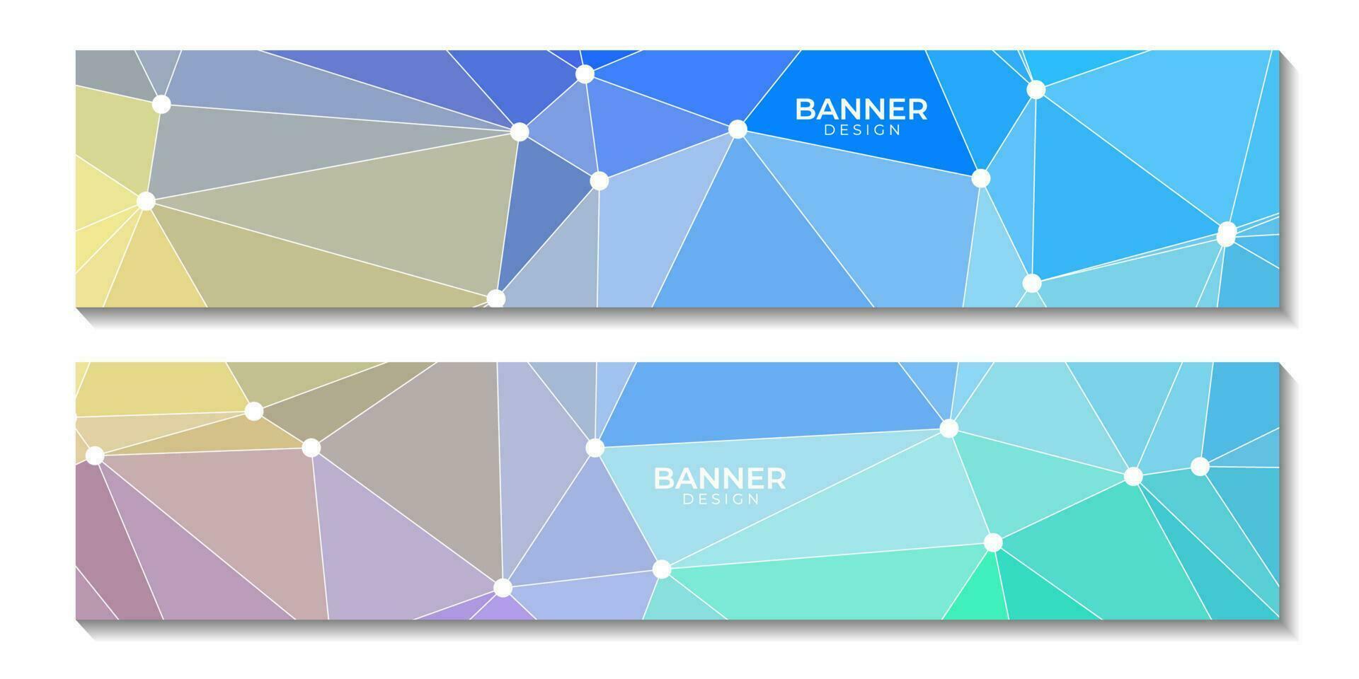 set of banners with abstract colorful background with triangles and connected dots vector