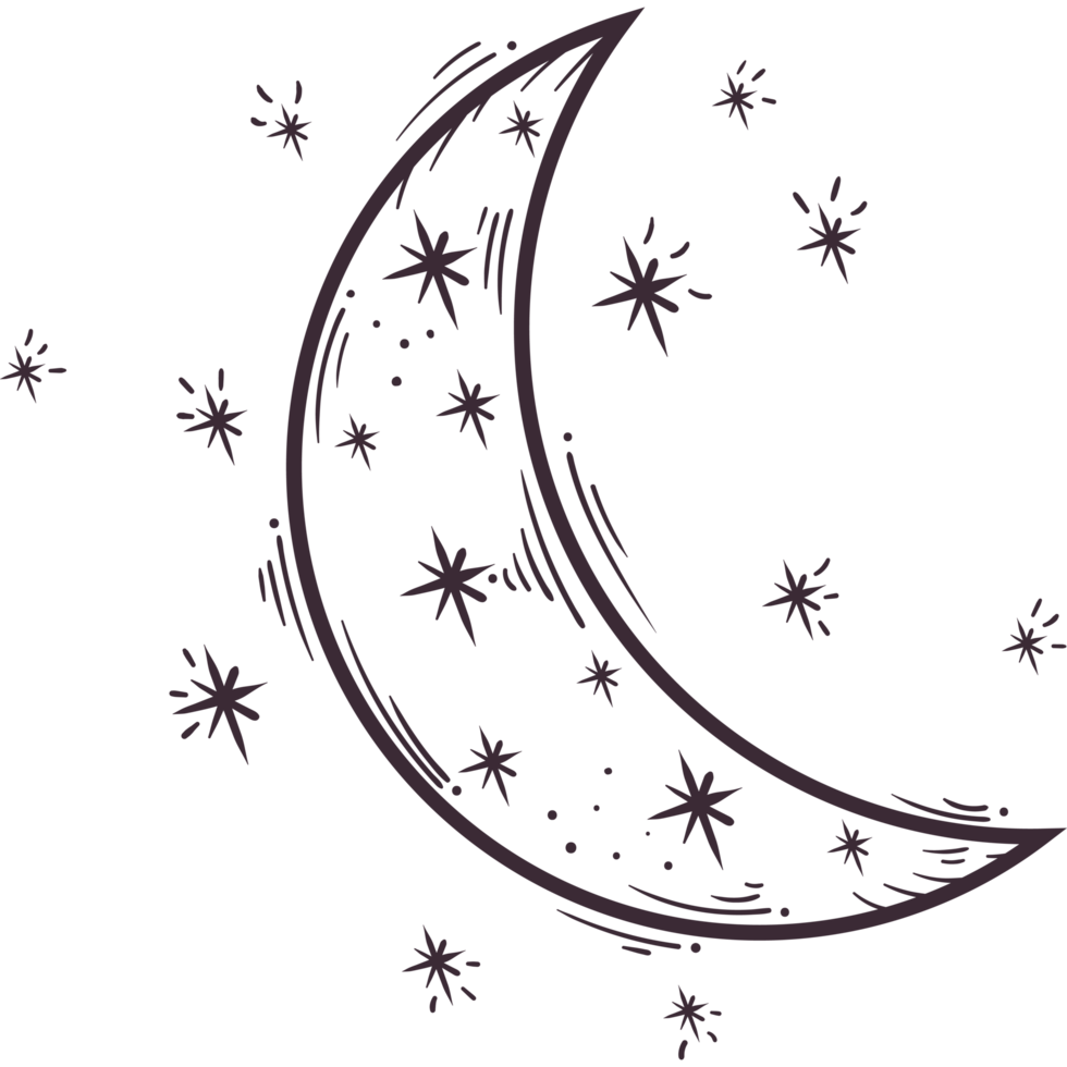 crescent moon with stars png