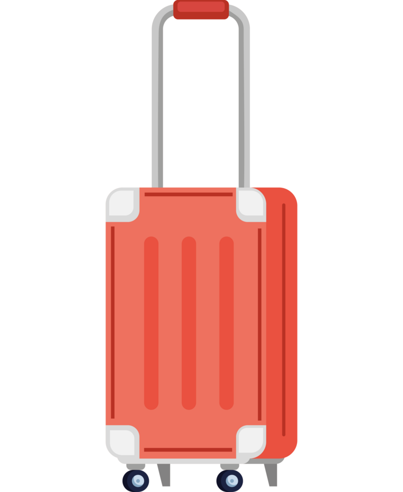 red travel suitcase with wheels png